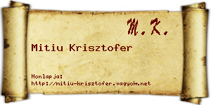 Mitiu Krisztofer névjegykártya